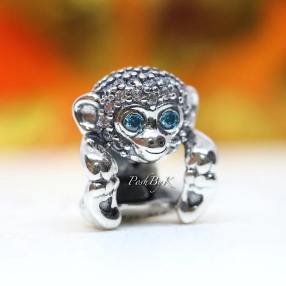 PANDORA Pavé Monkey Sterling Silver Charm 798054CZ - Picture 2 of 3